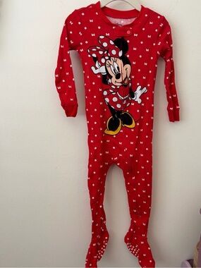 Disney Red Minnie Mouse Footie Pajamas with Bow Print